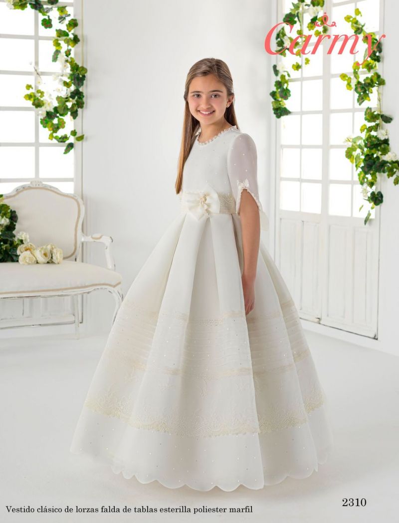 Carmy - Style 2310 Elegant Box Pleat Spanish Communion Dress