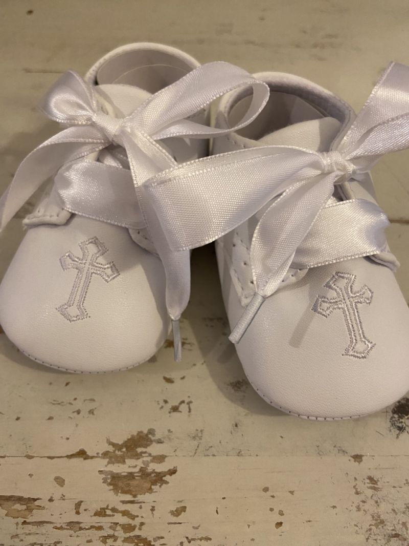 White Soft Cross Baby Shoes
