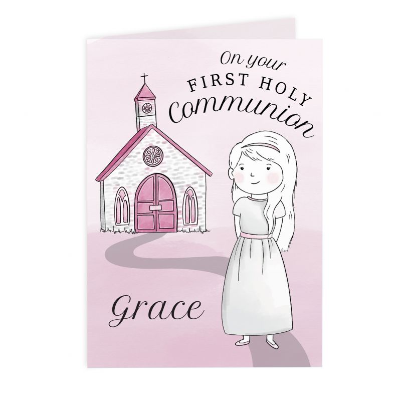 New Design Personalised Girls First Holy Communion Card