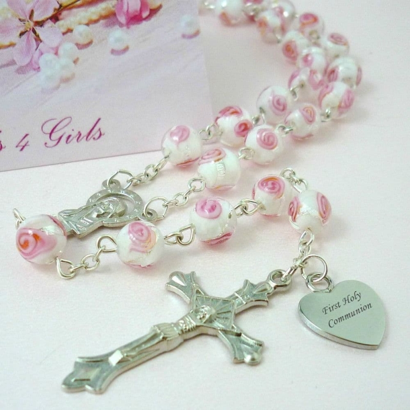 lampwork rosary beads, personalised engraving