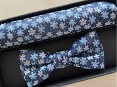 1880 Club Bow Tie & Pocket Square Set - Blue