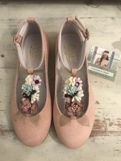 Pink Linen Floral Communion Shoes