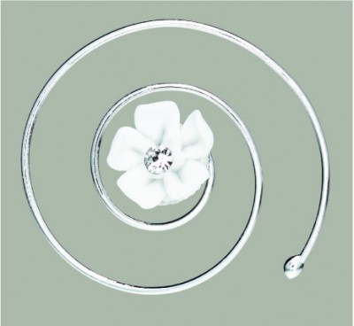 Emmerling Hair Curlies 2151 - White Satin Flower First Communion Twist Hair Pins with Diamantes