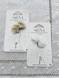 Siena Pair of Chiffon Pompom Flower Hairpins - 6661