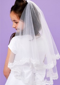 Classic Single Tier Veil with Lace Edging