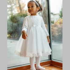 Long Sleeved White Christening Gown - Ala