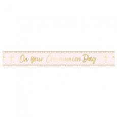 First Holy Communion Pink Foil Banner - 2.7m