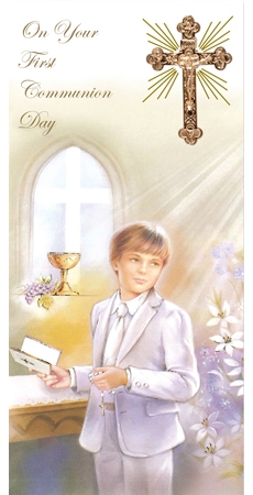 boy's boxed first holy communion card