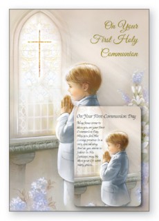 First Communion Card for Boy with Prayer Card C27603