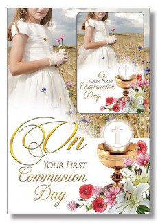 First Communion Card for Girl with Prayer Card C27608