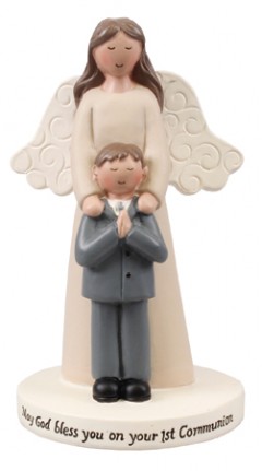Guardian Angels & Praying Communion Boy Figurine