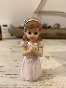 Kneeling Praying Communion Girl Figurine for First Communion Cake