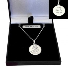 925 Sterling Silver St Christopher Necklace Personalised with Engraving