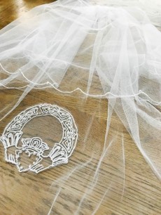 First Communion Claddagh Veil with Crystals