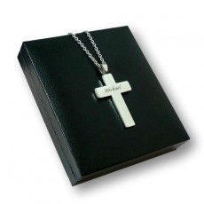 Steel Engraved Cross Necklace