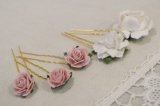  Pink & White Flower Hair Pins (5 in a packet)
