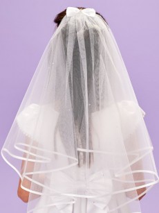 White Ivory #communion veil  Diamante CROSS Communion Veil 2 Tier girls veil 