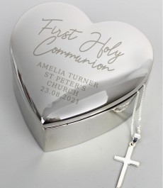 Personalised Cross Trinket Box Ideal For Rosary Beads Christenings Communions 