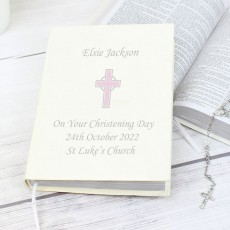 ***UK CUSTOMERS ONLY*** Personalised Pink Cross Bible - Eco-Friendly