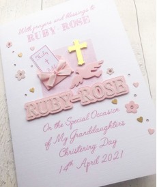 ***UK CUSTOMERS ONLY*** Pink Christening Card for Girl - Bible & Dove