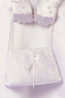 White Communion Bag with Beaded Handle