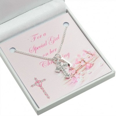 Personalised Sparkly Sterling Silver Cross Necklace