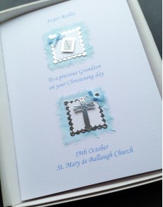 ***UK CUSTOMERS ONLY*** Christening Card for Boy - Duo Patch Design