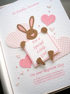 ***UK CUSTOMERS ONLY*** Christening Card for Girl - Bunny