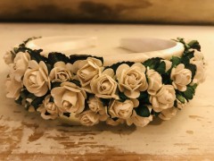 Handmade Wide Floral Hairband with White Flowers - Communion or Flower Girl