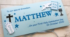 ***UK CUSTOMERS ONLY*** Personalised Name First Holy Communion Card for Boy