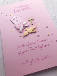 ***UK CUSTOMERS ONLY*** Personalised First Confession Card for Girl