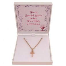 ***UK CUSTOMERS ONLY*** Rose Gold Cross Necklace for First Holy Communion