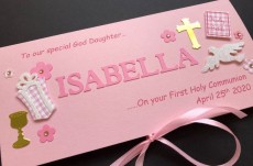 ***UK CUSTOMERS ONLY*** Personalised Name First Holy Communion Card for  Girl