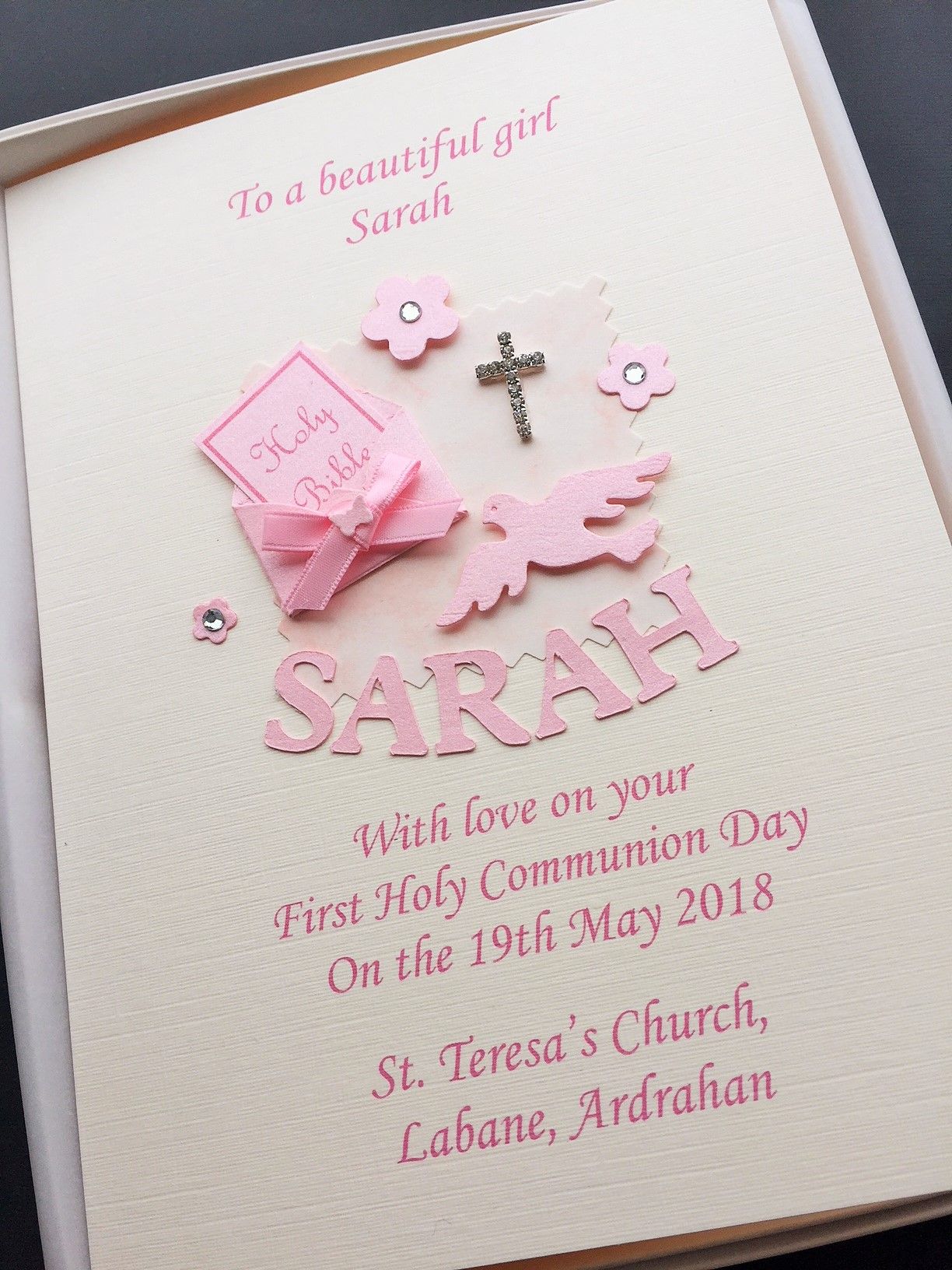 Personalised Handmade Girls First Holy Communion Confirmation Day Card 